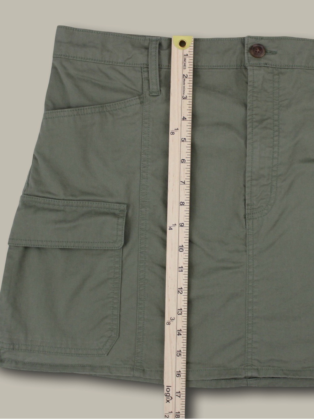 Gap Olive Green High Rise Utility Cargo Mini Skirt Size 16 Twill Streetwear - Picture 6 of 6
